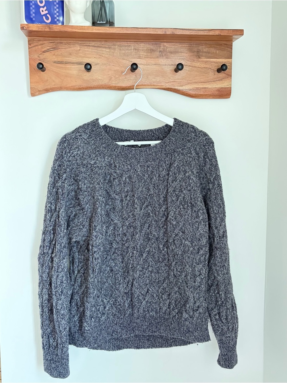 VINCE. Gray Wool Cashmere Blend Cable Knit Crewneck Sweater Women's Size Medium